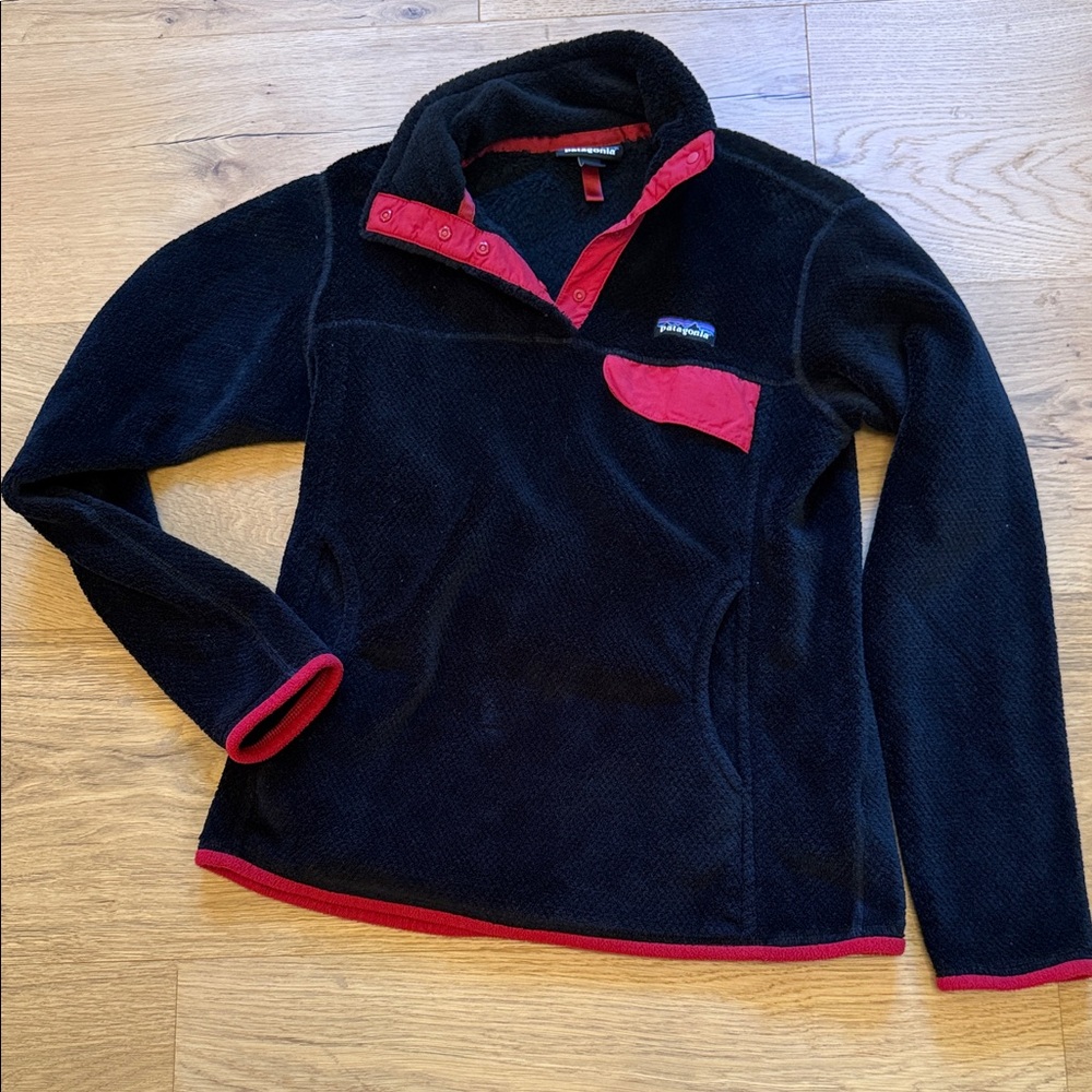 Patagonia Women's Black Fleece with Red Trim